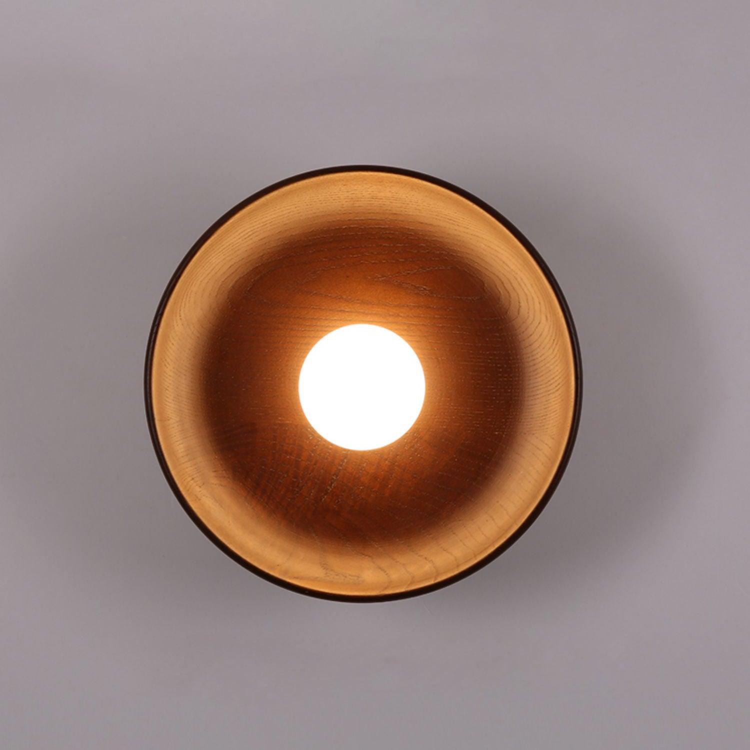 Centric Minimalist Wood Wall Lamp Set of Two Indoor Glass Sconce and Flush Mount Ceiling Light Fixture