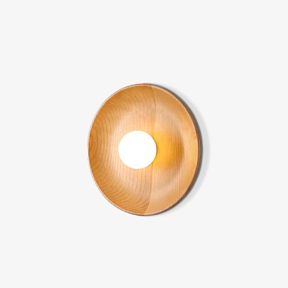 Centric Minimalist Wood Wall Lamp Set of Two Indoor Glass Sconce and Flush Mount Ceiling Light Fixture