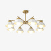 Ceramic Flower Shade Candelabrum Chandelier Elegant Brass Floral Ceiling Light