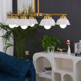 Ceramic Flower Shade Candelabrum Chandelier Elegant Brass Floral Ceiling Light