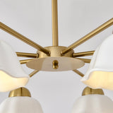 Ceramic Flower Shade Candelabrum Chandelier Elegant Brass Floral Ceiling Light
