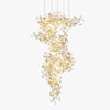 Ceramic Gingko Leaf Chandelier Luxury Branch Pendant Light Gold and White