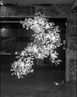 Ceramic Gingko Leaf Chandelier Luxury Branch Pendant Light Gold and White