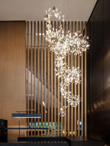 Ceramic Gingko Leaf Chandelier Luxury Branch Pendant Light Gold and White