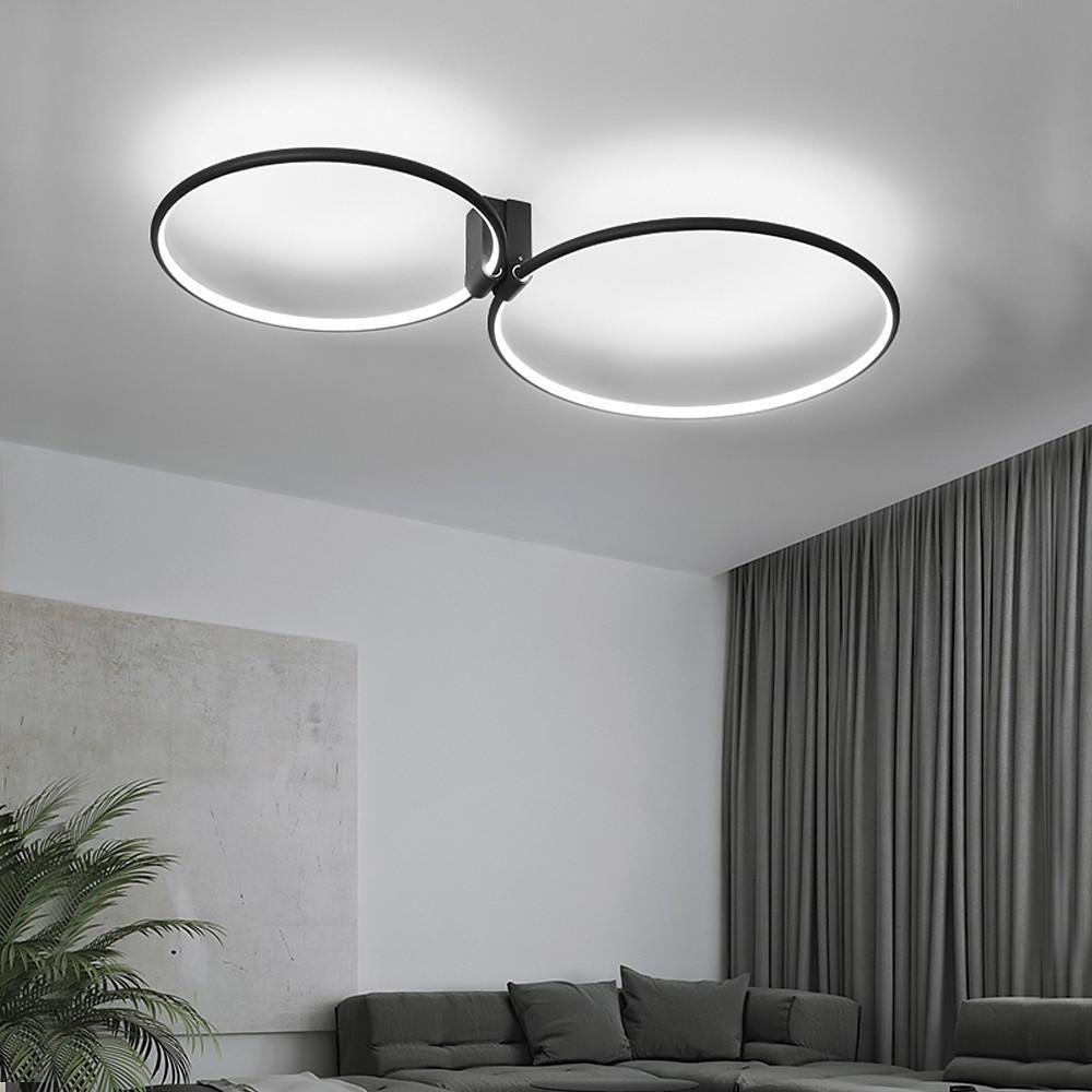 Abstract Double Circle LED Flush Mount Ceiling Light Modern Metal Bedroom Lighting Fixture