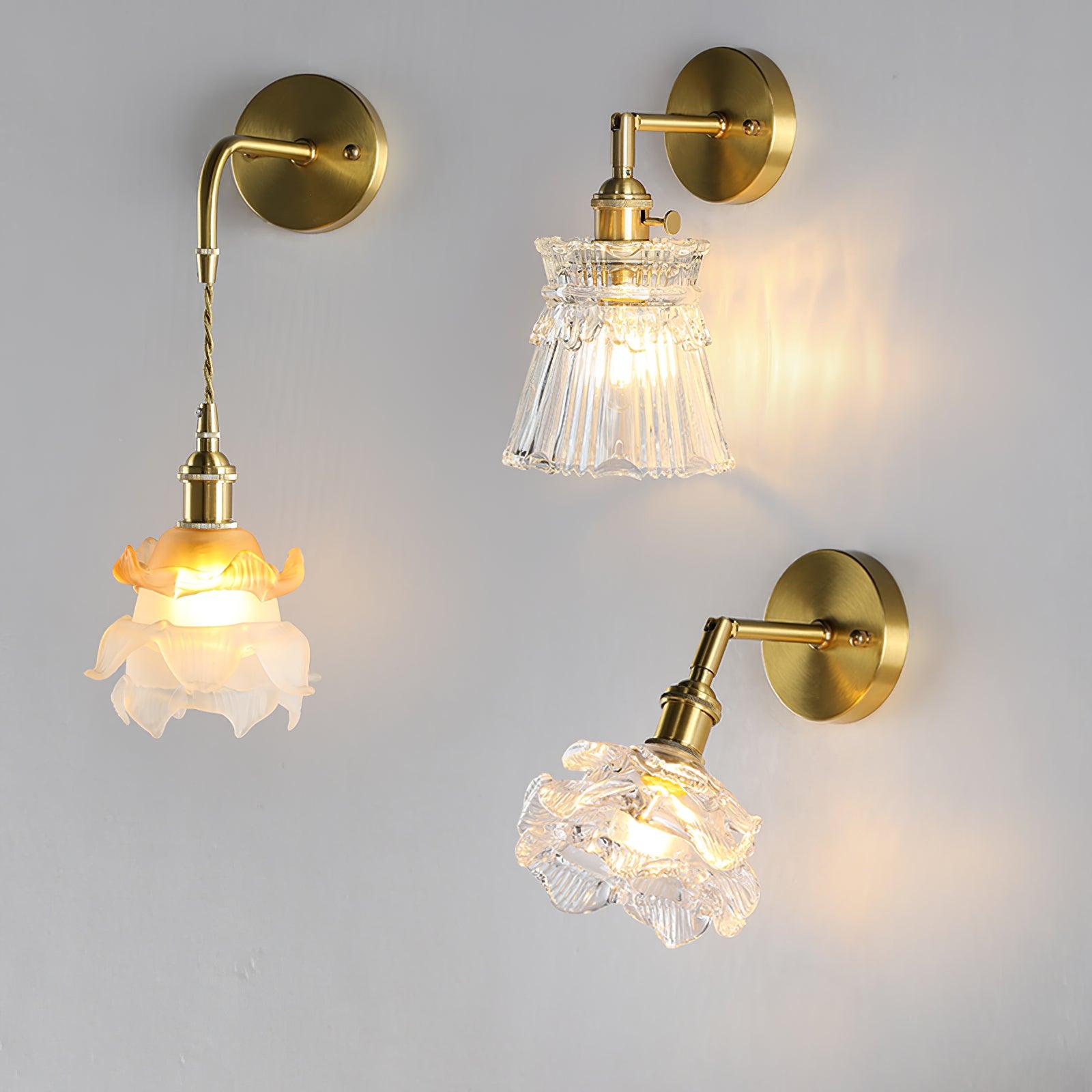 Chaika Glass and Brass Bracket Wall Sconce for Elegant Home Interiors