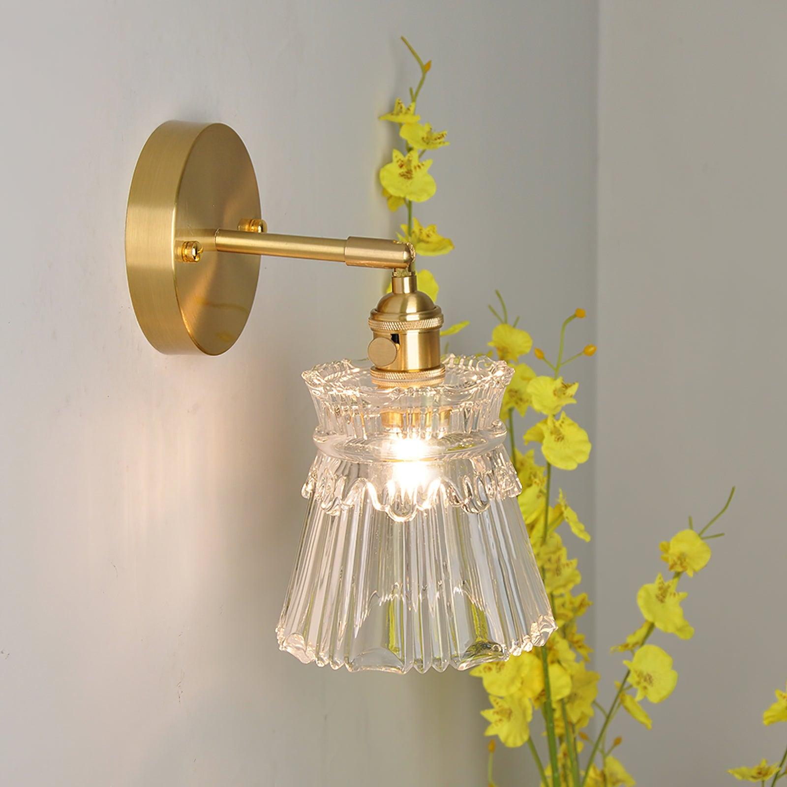 Chaika Glass and Brass Bracket Wall Sconce for Elegant Home Interiors