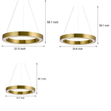 Champagne Gold Ring Shaped LED Pendant Light Modern Luxury Minimalist Ceiling Fixture