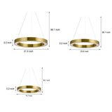 Champagne Gold Ring Shaped LED Pendant Light Modern Luxury Minimalist Ceiling Fixture