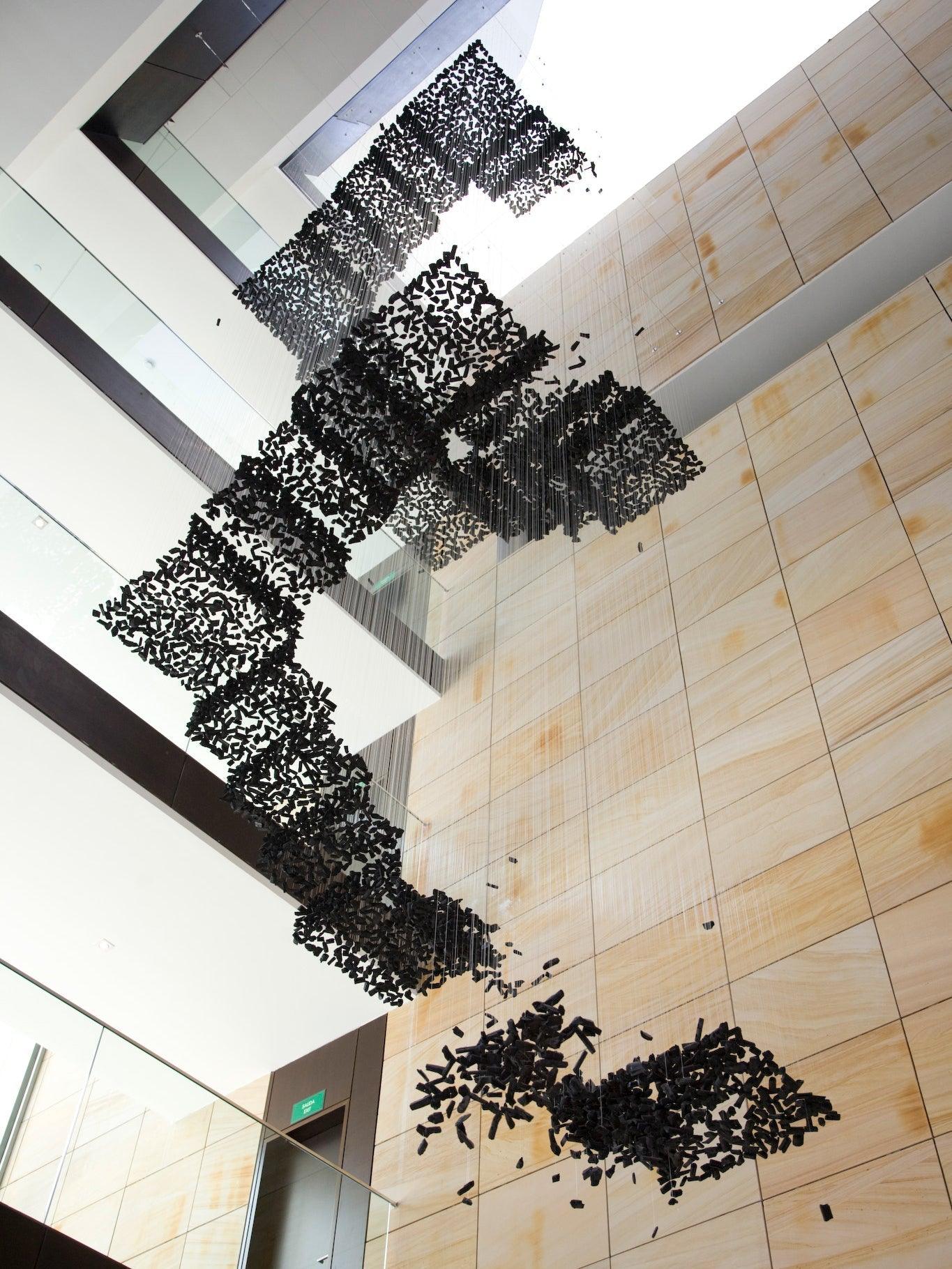 Charcoal Crown LED Pendant Light Large Alphabet S to Z Artistic Hanging Sculpture Chandelier