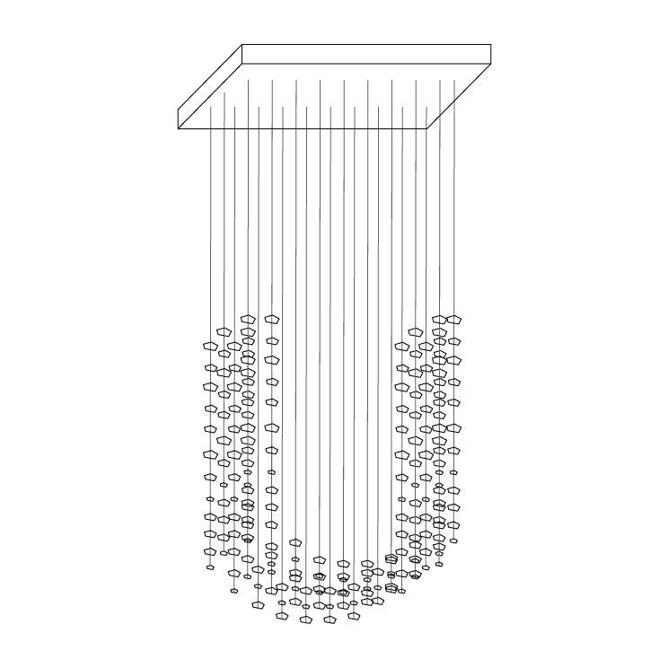 Charcoal Crown LED Pendant Light Large Alphabet S to Z Artistic Hanging Sculpture Chandelier