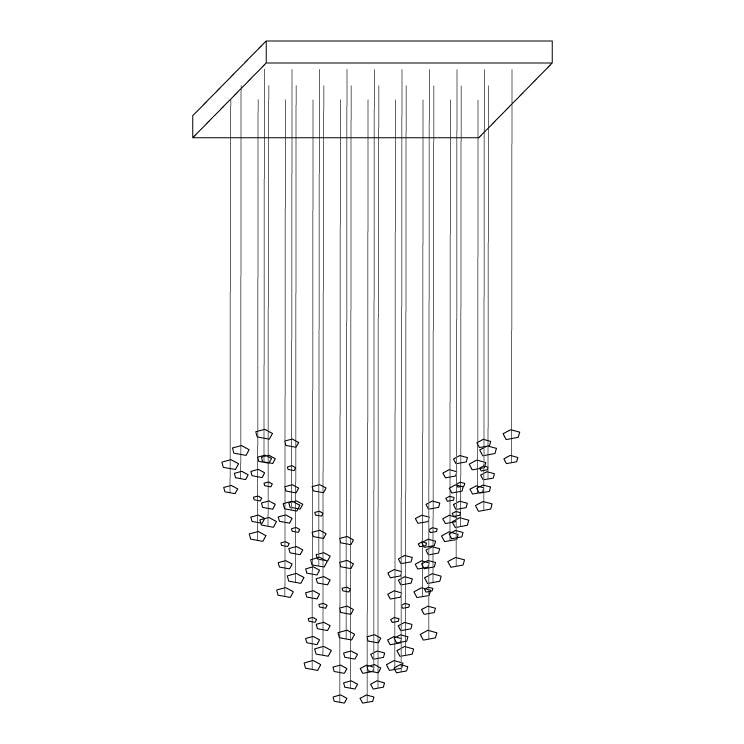 Charcoal Crown LED Pendant Light Large Alphabet S to Z Artistic Hanging Sculpture Chandelier