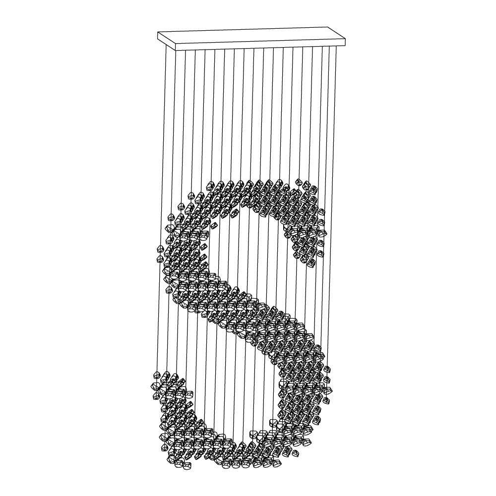Charcoal Crown LED Pendant Light Large Alphabet S to Z Artistic Hanging Sculpture Chandelier