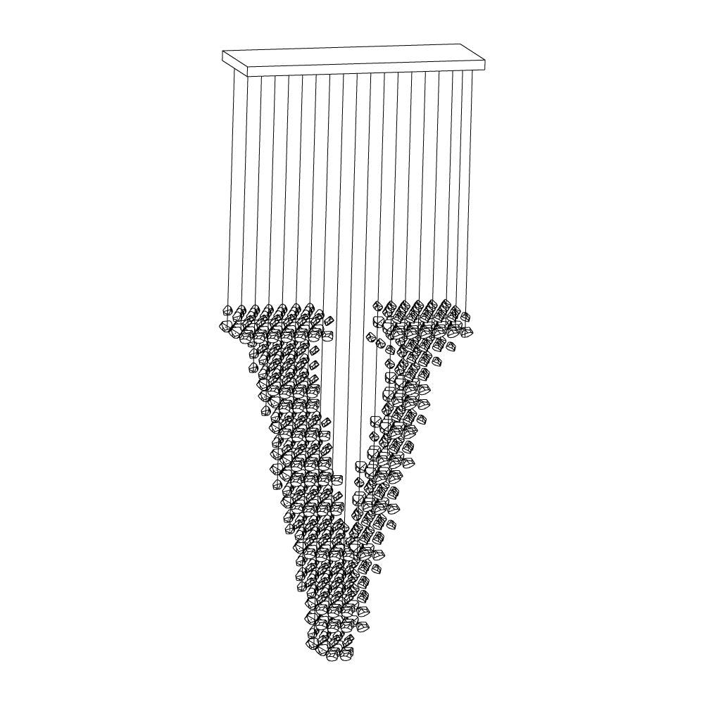 Charcoal Crown LED Pendant Light Large Alphabet S to Z Artistic Hanging Sculpture Chandelier