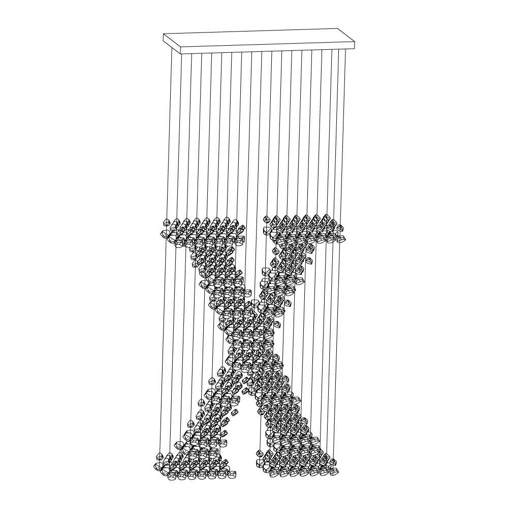 Charcoal Crown LED Pendant Light Large Alphabet S to Z Artistic Hanging Sculpture Chandelier