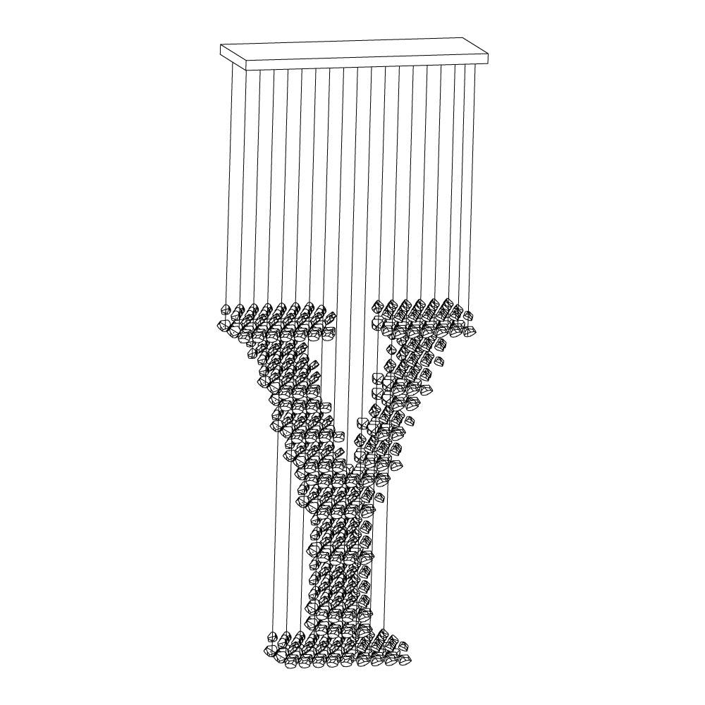 Charcoal Crown LED Pendant Light Large Alphabet S to Z Artistic Hanging Sculpture Chandelier