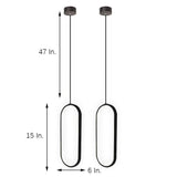 Chic Rounded Rectangle LED Pendant Lamp Adjustable Modern Hanging Ceiling Light for Dining Room