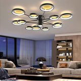 Geometric Multi Circle LED Flush Mount Ceiling Light Modern Black Industrial Chandelier Lighting