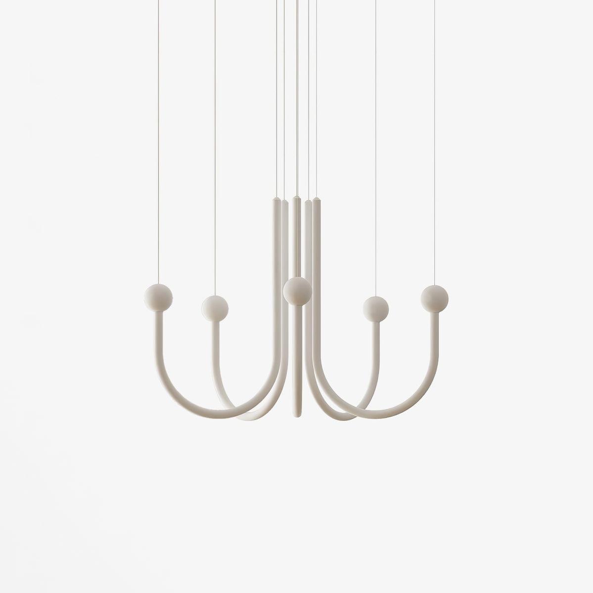 Chord Point Modern Minimalist Geometric LED Pendant Light Large White Hanging Ceiling Fixture