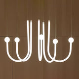 Chord Point Modern Minimalist Geometric LED Pendant Light Large White Hanging Ceiling Fixture