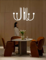 Chord Point Modern Minimalist Geometric LED Pendant Light Large White Hanging Ceiling Fixture