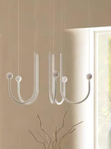 Chord Point Modern Minimalist Geometric LED Pendant Light Large White Hanging Ceiling Fixture
