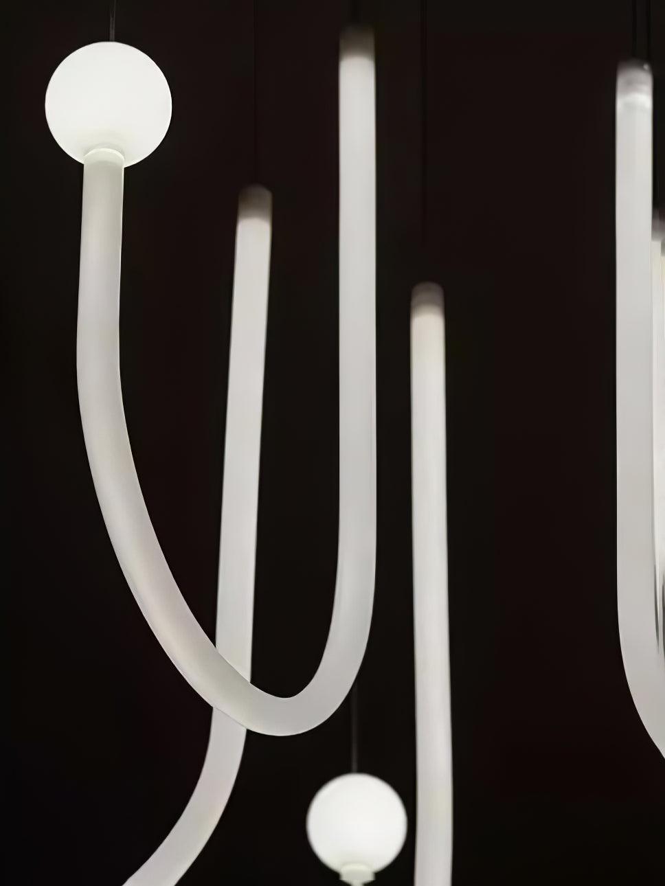 Chord Point Modern Minimalist Geometric LED Pendant Light Large White Hanging Ceiling Fixture