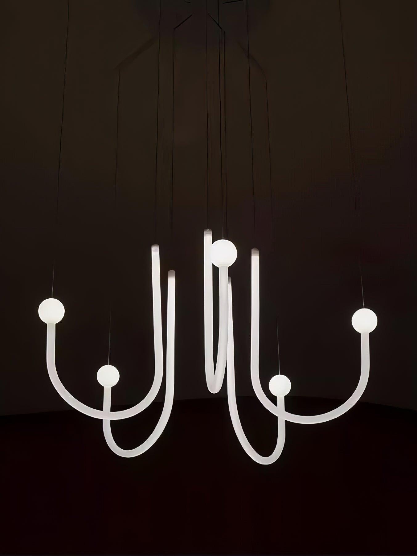 Chord Point Modern Minimalist Geometric LED Pendant Light Large White Hanging Ceiling Fixture
