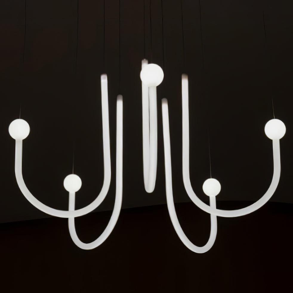 Chord Point Modern Minimalist Geometric LED Pendant Light Large White Hanging Ceiling Fixture