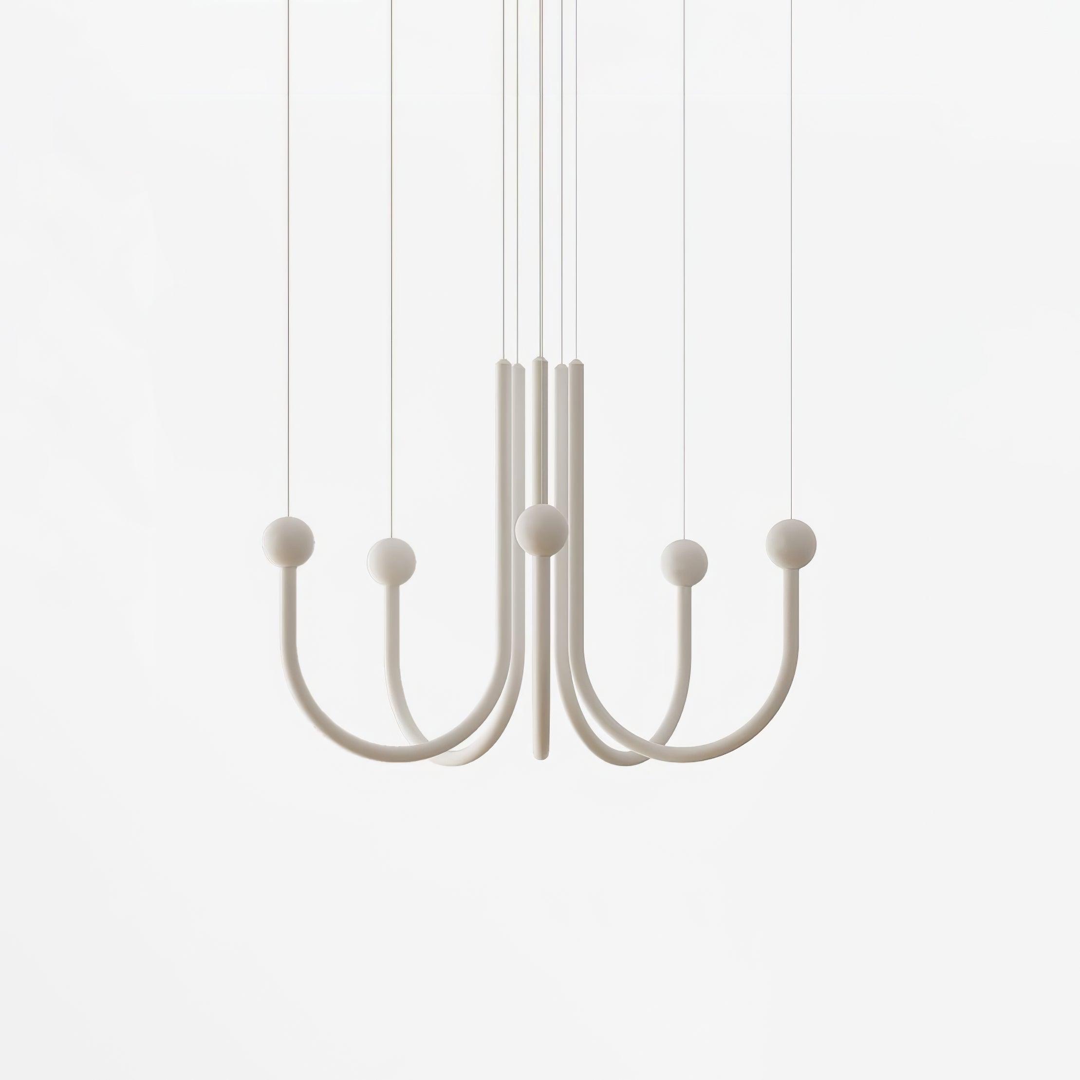 Chord Point Modern Minimalist Geometric LED Pendant Light Large White Hanging Ceiling Fixture