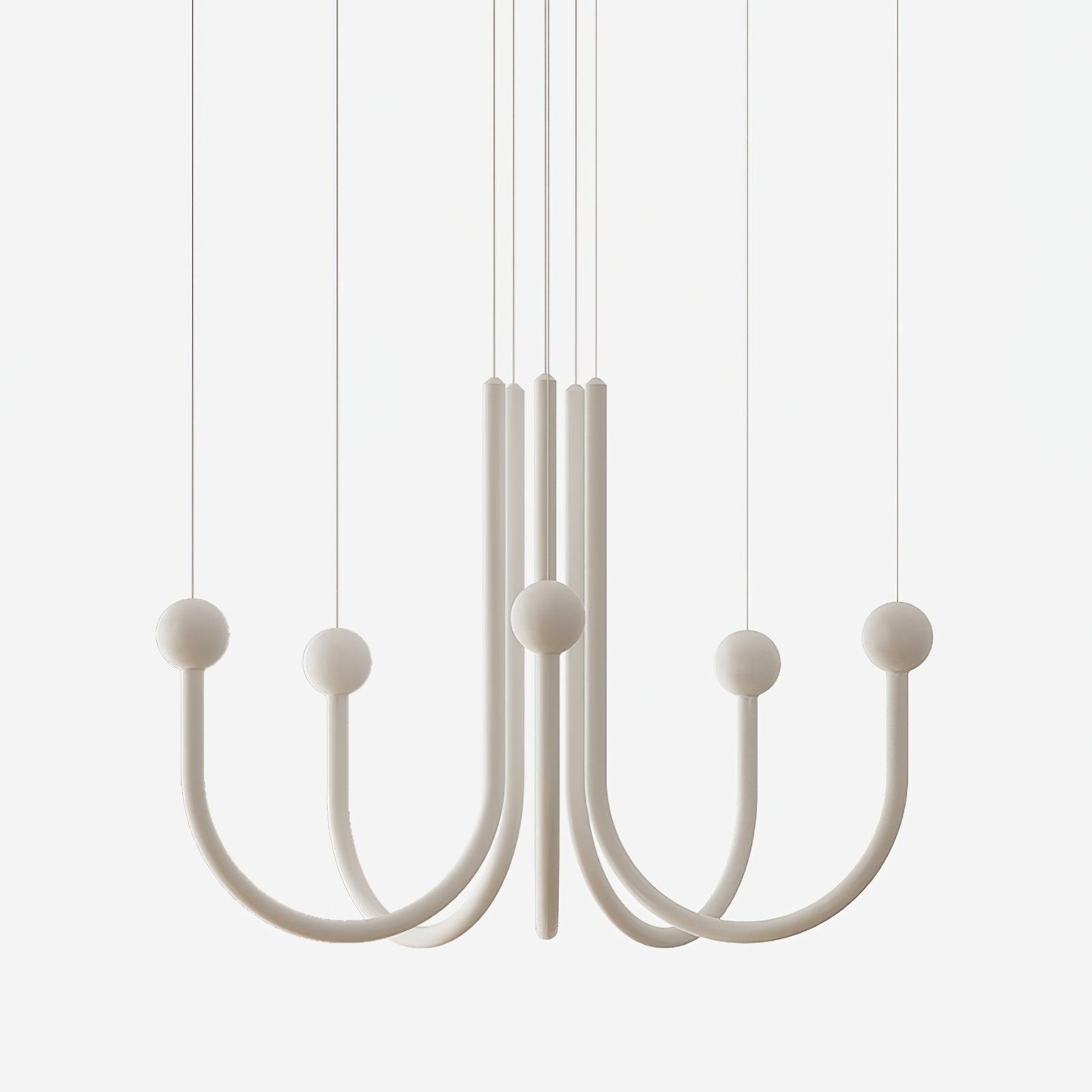 Chord Point Modern Minimalist Geometric LED Pendant Light Large White Hanging Ceiling Fixture