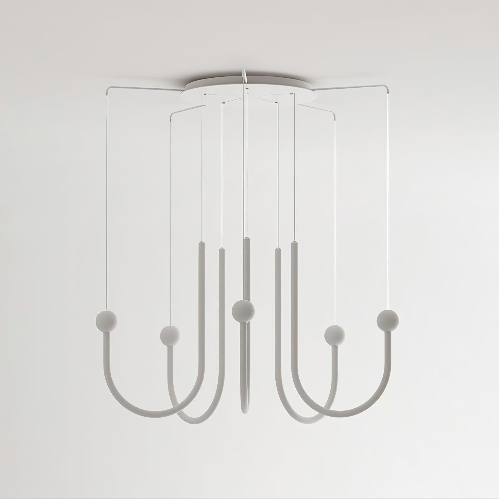 Chord Point Modern Minimalist Geometric LED Pendant Light Large White Hanging Ceiling Fixture