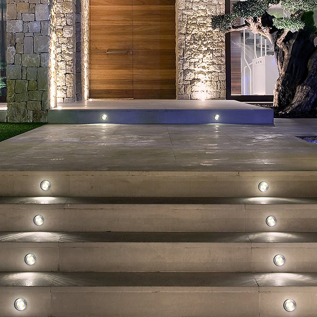 Chrome Stainless Steel Waterproof LED Recessed Step Lights for Outdoor Garden Deck and Poolside Path