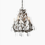 Circeo Organic Foliage Crystal Pendant Light Elegant Metal and Glass Chandelier for Living Room