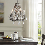 Circeo Organic Foliage Crystal Pendant Light Elegant Metal and Glass Chandelier for Living Room