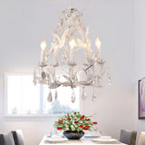 Circeo Organic Foliage Crystal Pendant Light Elegant Metal and Glass Chandelier for Living Room