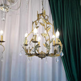 Circeo Organic Foliage Crystal Pendant Light Elegant Metal and Glass Chandelier for Living Room