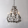 Circeo Organic Foliage Crystal Pendant Light Elegant Metal and Glass Chandelier for Living Room