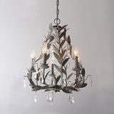 Circeo Organic Foliage Crystal Pendant Light Elegant Metal and Glass Chandelier for Living Room