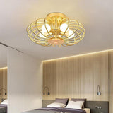Modern Geometric Metal Globe Flush Mount Ceiling Light for Bedrooms and Living Areas