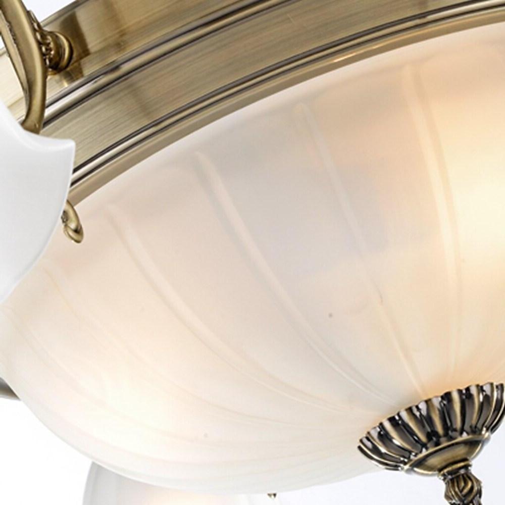 Classic Flower Shaped 8 Light LED Glass Chandelier with Electroplated Metal Finish for Dining Room