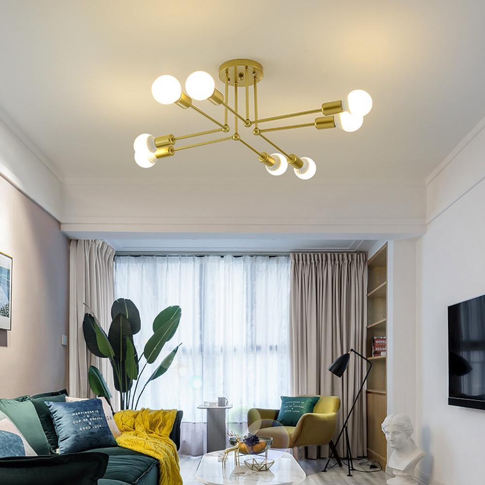 Modern 8 Light Linear Gold Flush Mount Metal Ceiling Light for Contemporary Home Decor