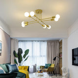 Modern 8 Light Linear Gold Flush Mount Metal Ceiling Light for Contemporary Home Decor