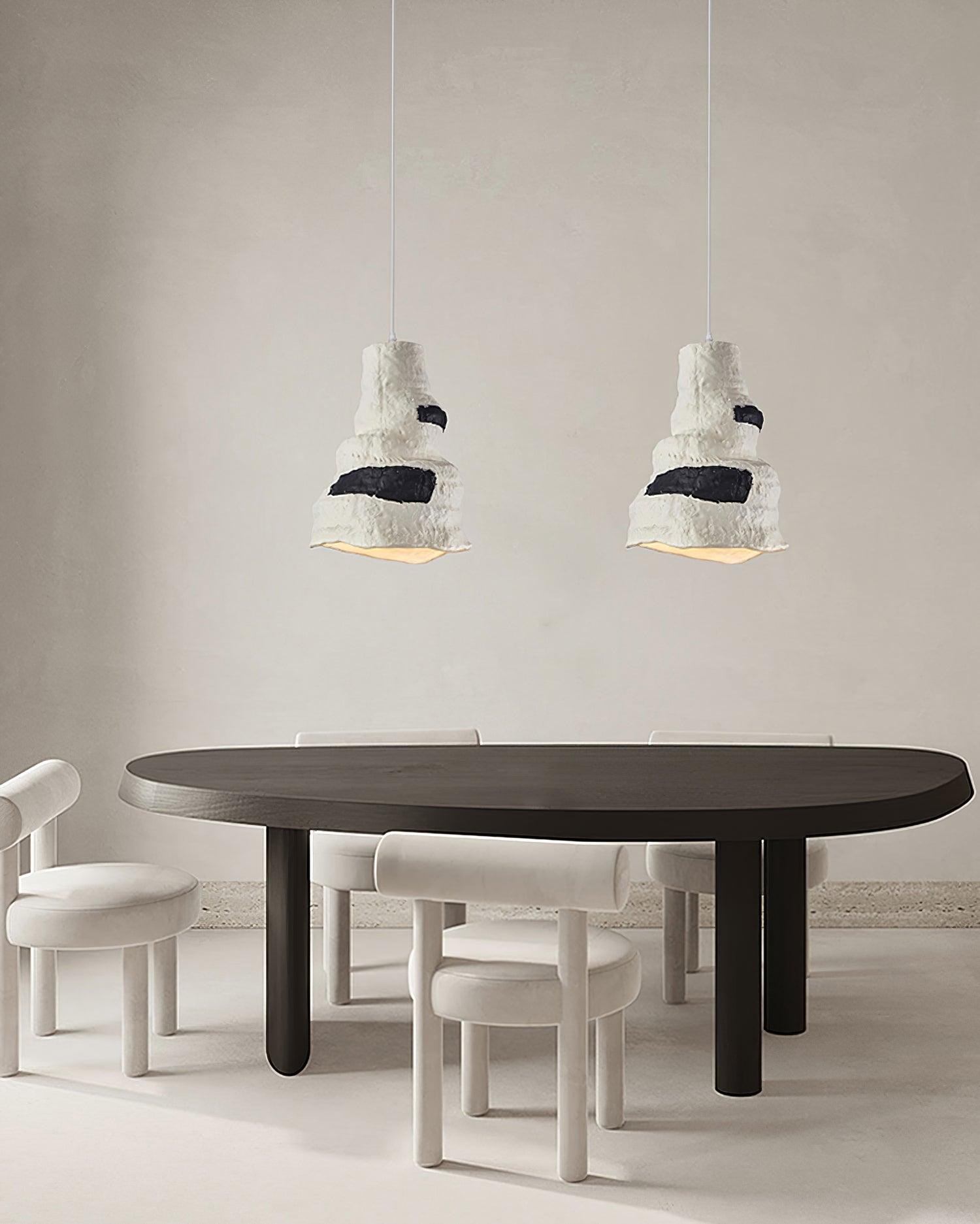 Clovo Postmodern Resin Pendant Light Grey White Decorative Hanging Lamp for Kitchen and Dining Room
