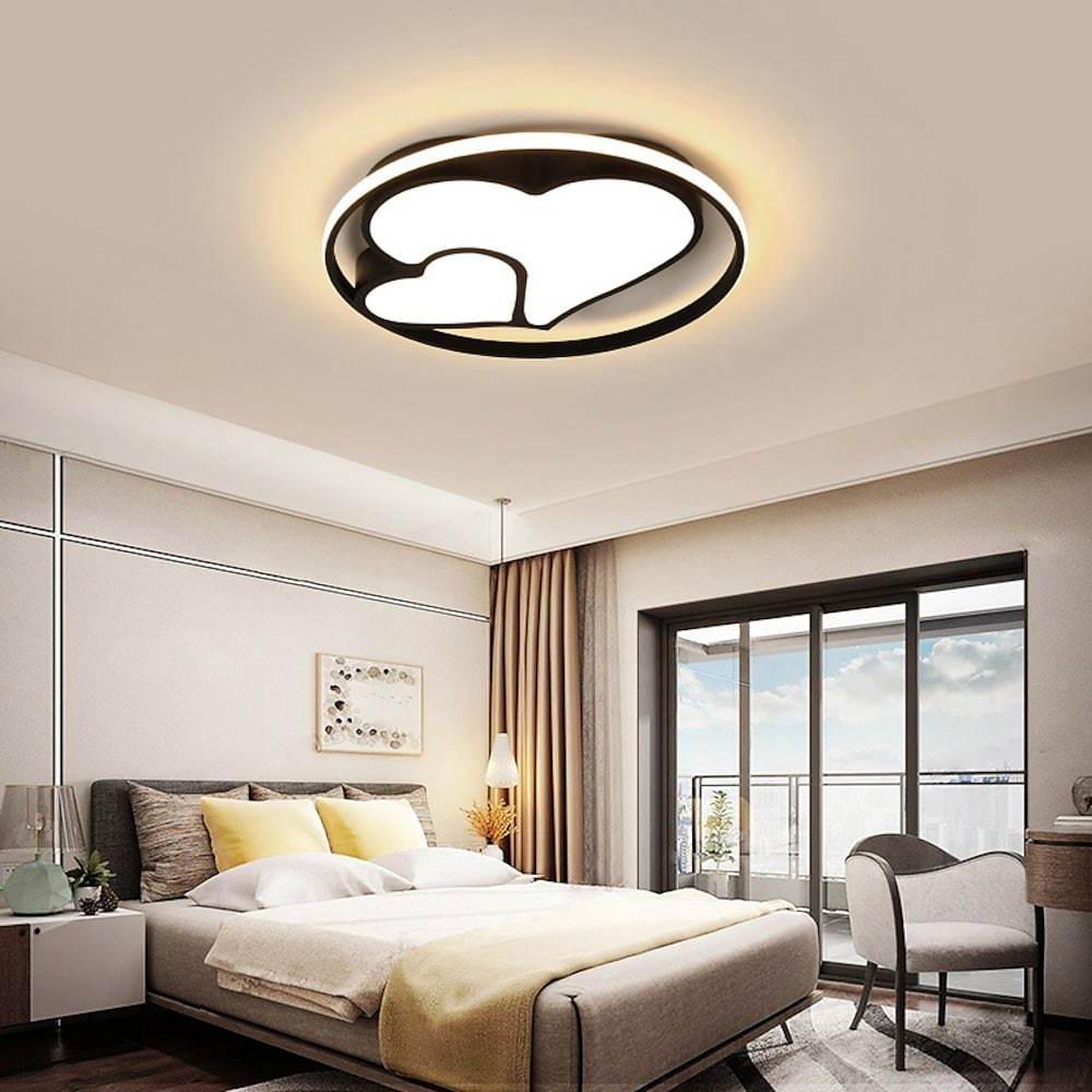 Modern Heart Circle Dimmable LED Flush Mount Ceiling Light with Remote Control