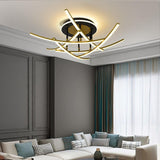 Modern Nordic Geometric LED Flush Mount Ceiling Light Dimmable Sputnik Fixture in Gold