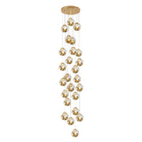 Cognac Glass Globe Long Chandelier Modern Adjustable Staircase Pendant Lighting for High Ceiling