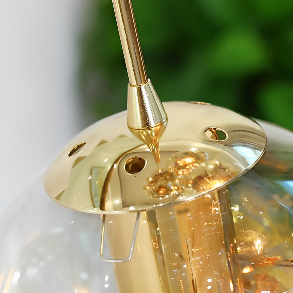 Cognac Glass Globe Long Chandelier Modern Adjustable Staircase Pendant Lighting for High Ceiling