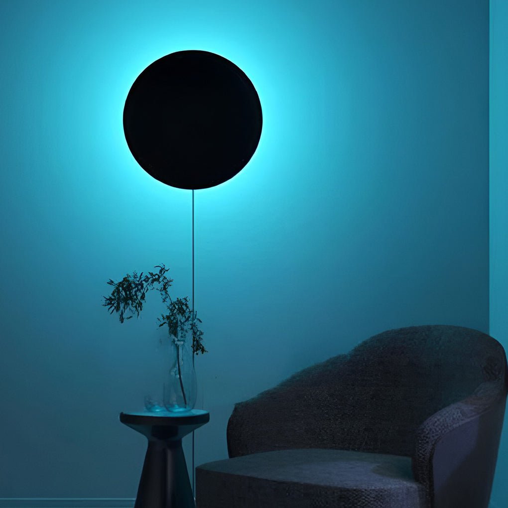 Color Changing Modern Round RGB LED Wall Sconce in Black with Remote and App Control
