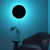 Color Changing Modern Round RGB LED Wall Sconce in Black with Remote and App Control